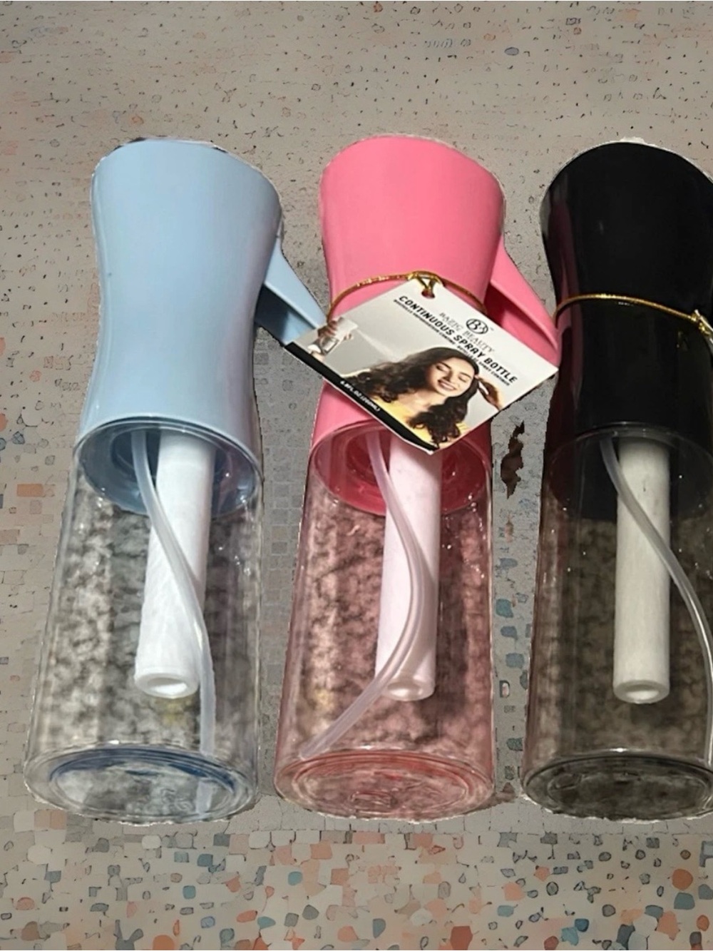 Continuous Facial Spray Bottle - Blue, Pink & Black (Set of 3).